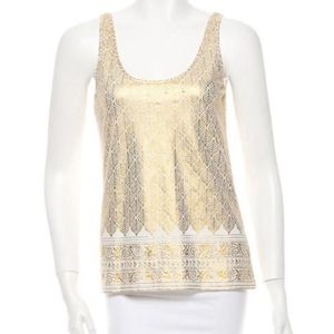 Tory Burch gold leaf foil cami tank